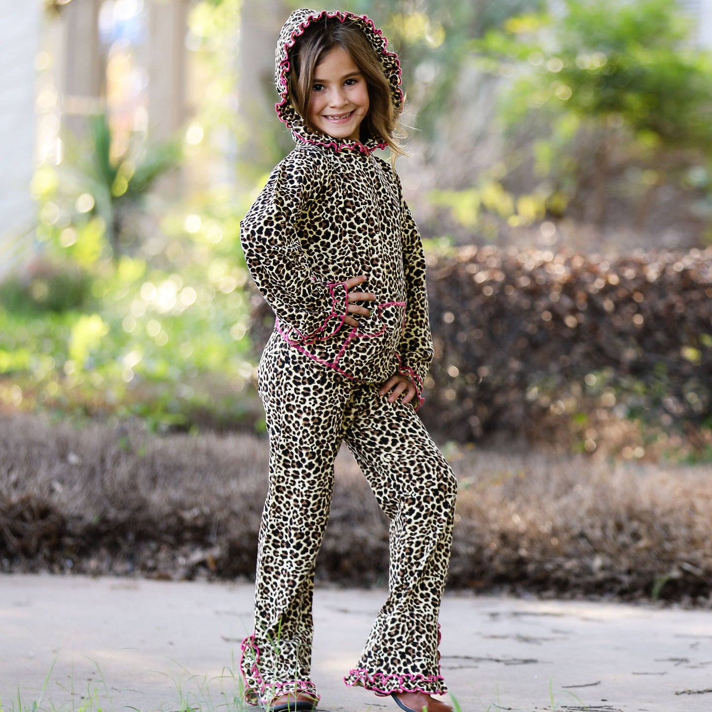 AnnLoren - AnnLoren Girls Leopard Hoodie Track Suit Sweatshirt Sz 6: 6-6X