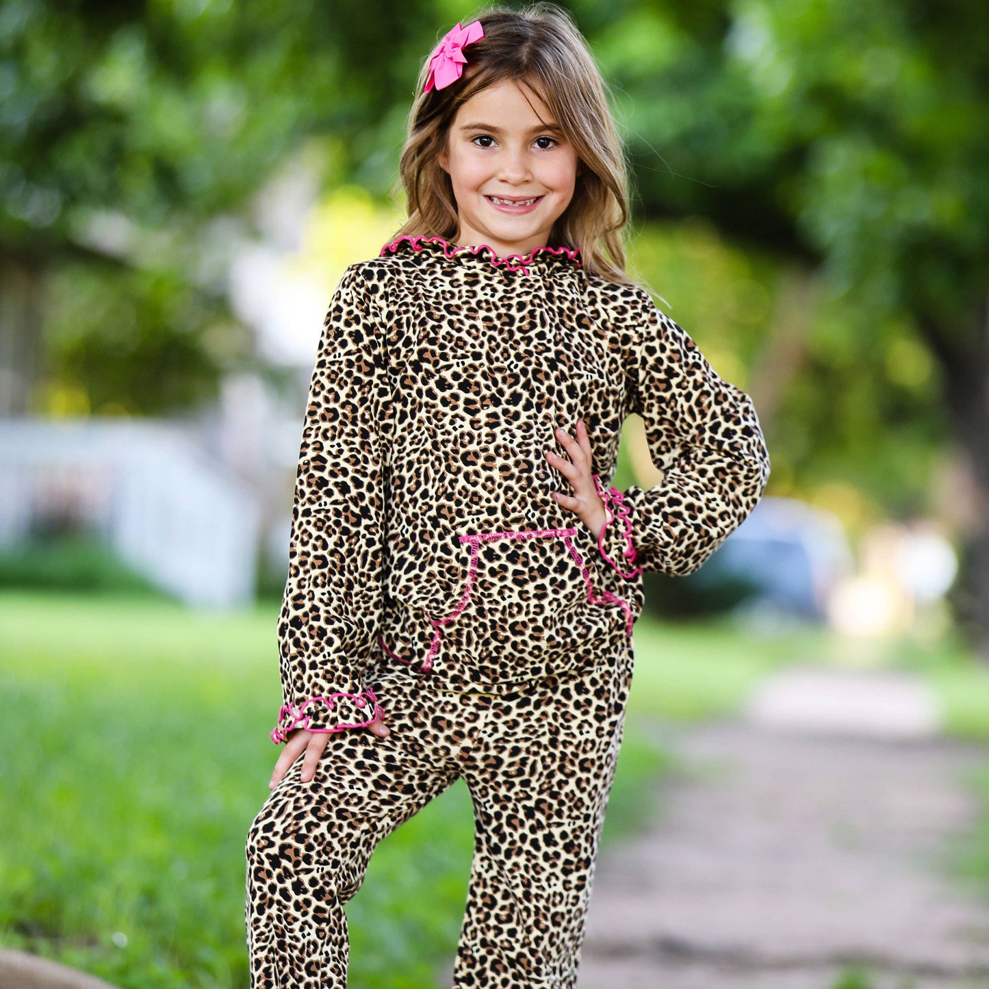 AnnLoren - AnnLoren Girls Leopard Hoodie Track Suit Sweatshirt Sz 6: 6-6X