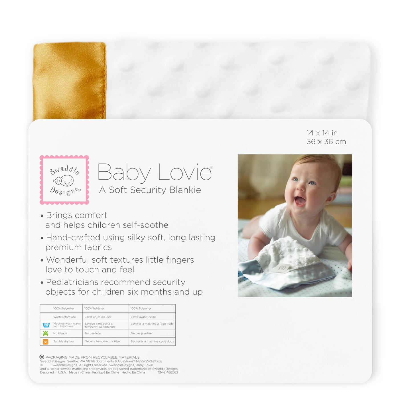 Plush Dot Baby Lovie, Gold