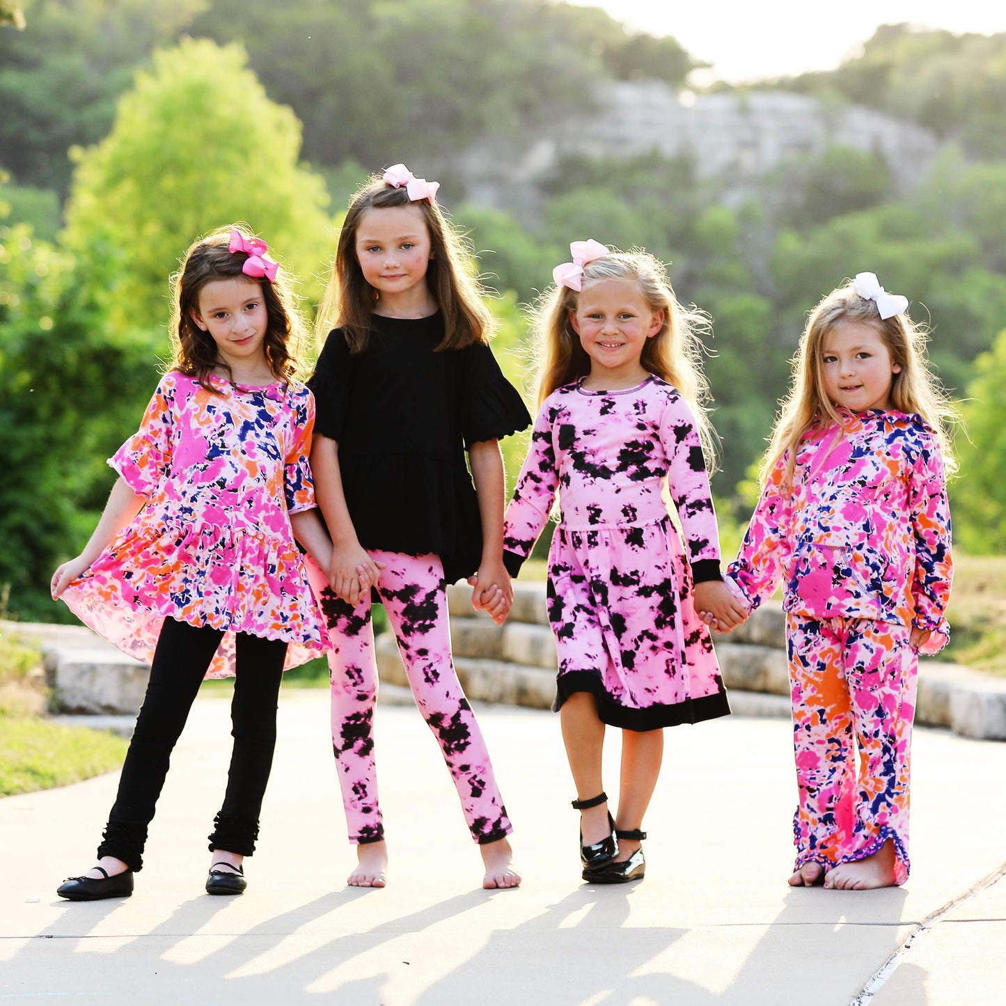 AnnLoren - AnnLoren Little Girls Track Suit Tie Dye Ruffle Hoodie Pants: 2-3T