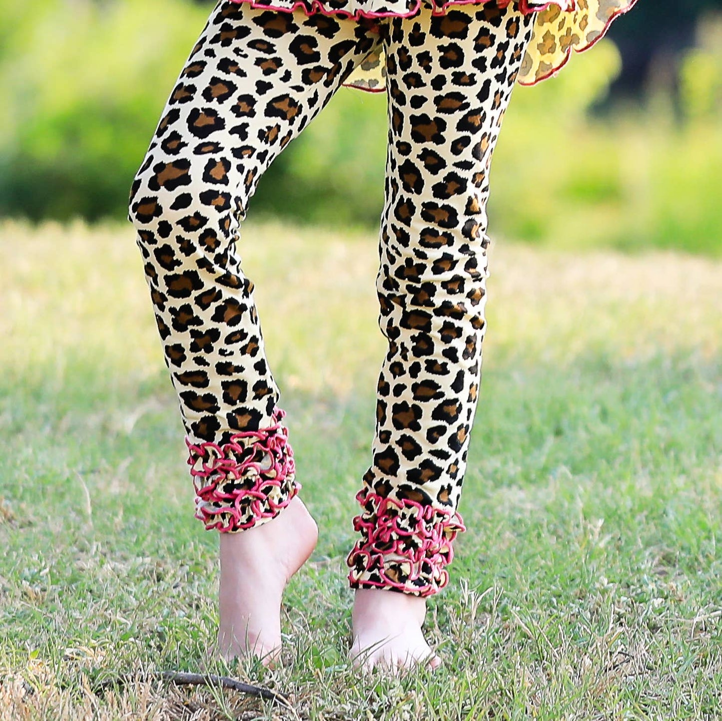 AnnLoren - AnnLoren Girls Leopard Ruffle Butt Leggings Kids Clothes PP: 12-18 Mo