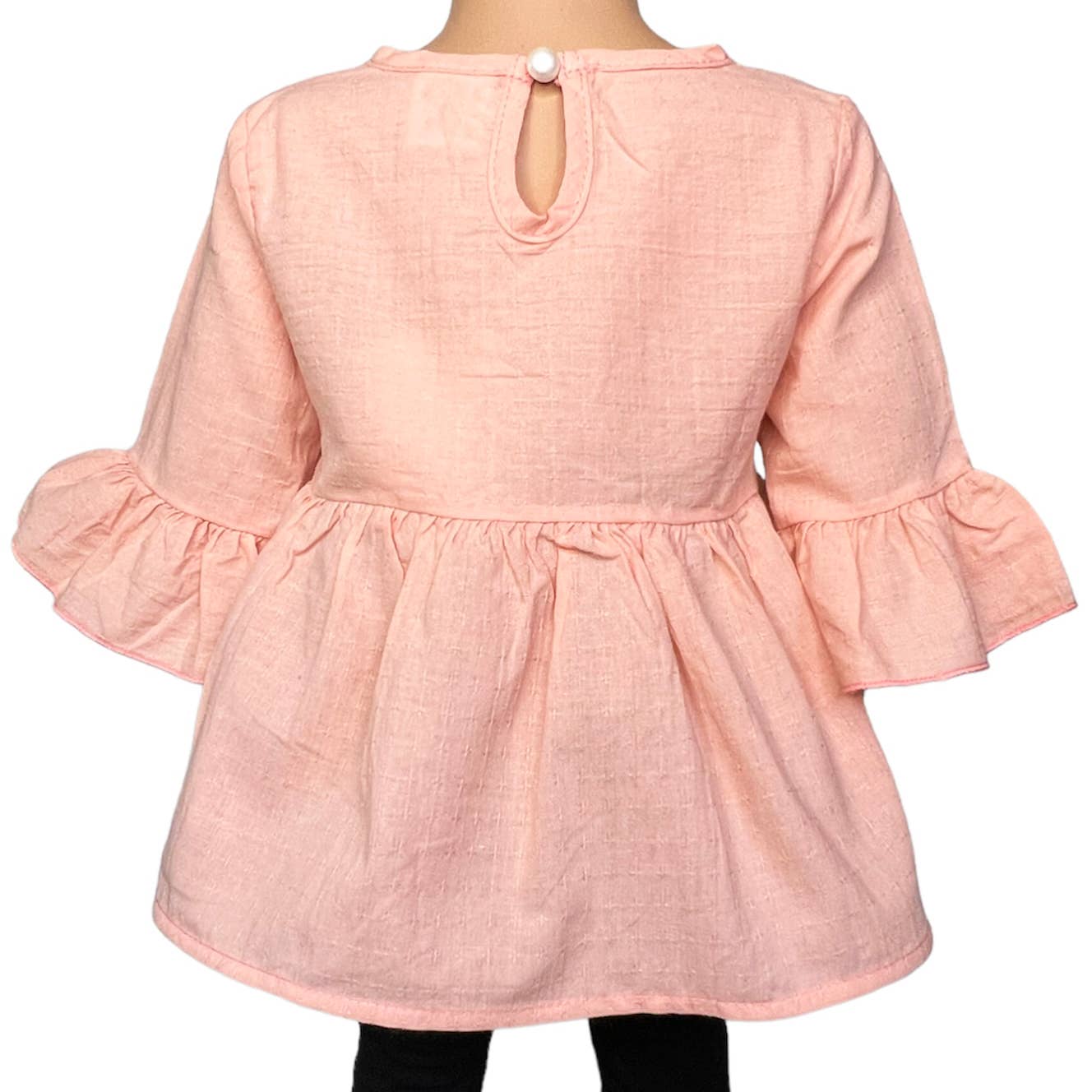 AnnLoren - Girls Pink Flowy Ruffle Shirt 3/4 Sleeve Kids Bohemian PrePk: 5