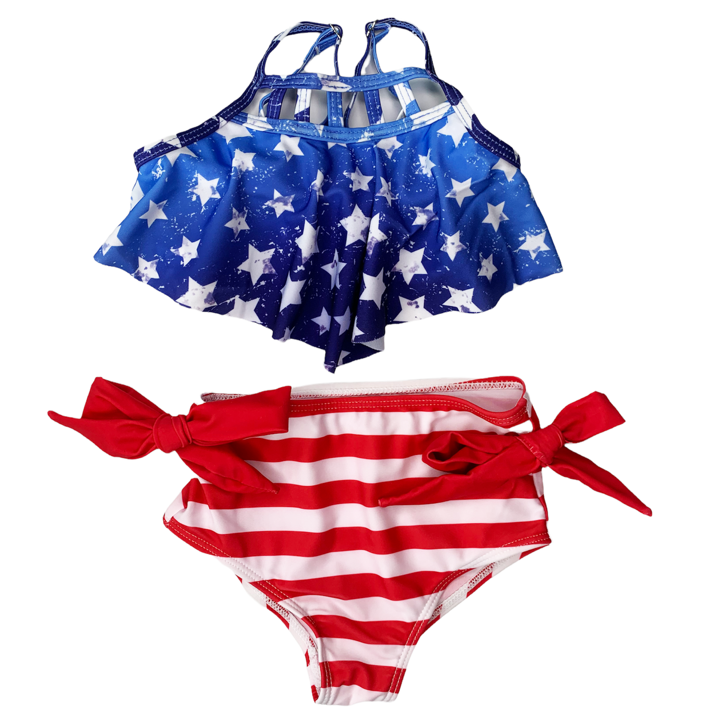 AnnLoren - 4th of July Girls Swim suit Kids Swimwear American Tankini : 5T