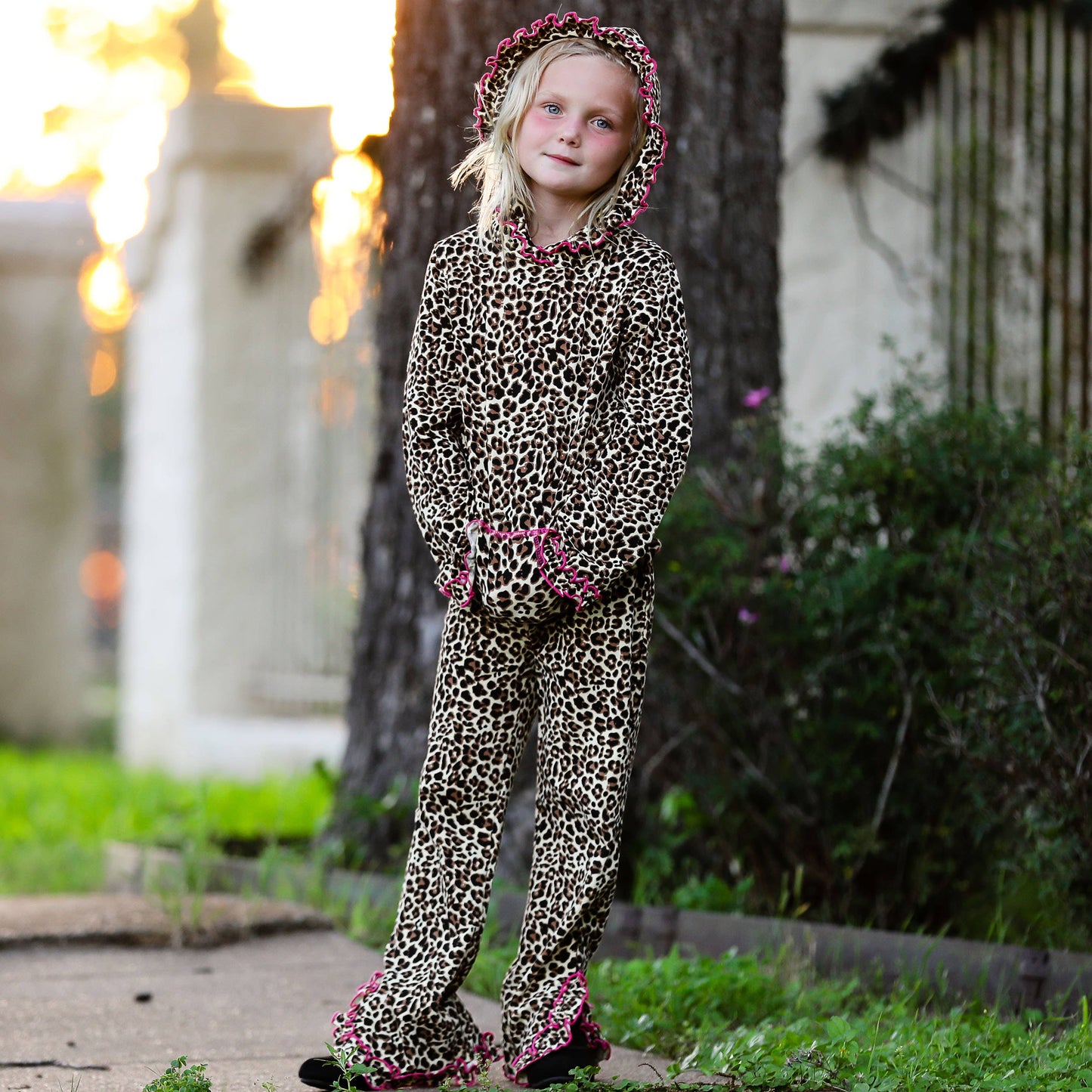 AnnLoren - AnnLoren Girls Leopard Hoodie Track Suit Sweatshirt Sz 6: 6-6X
