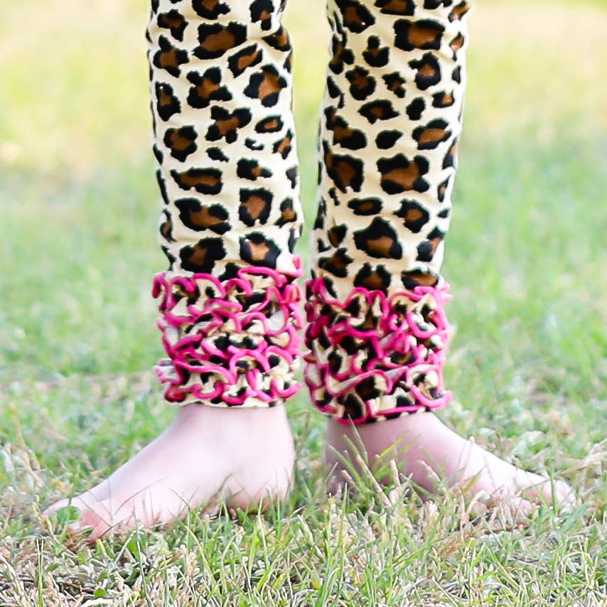 AnnLoren - AnnLoren Girls Leopard Ruffle Butt Leggings Kids Clothes PP: 6-12 Mo
