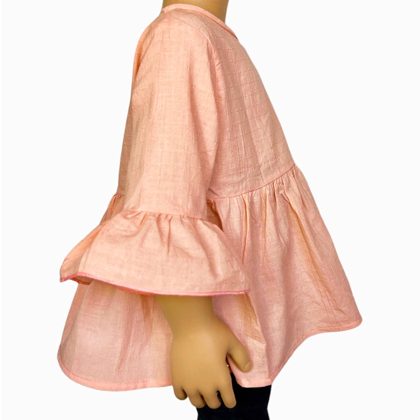 AnnLoren - Girls Pink Flowy Ruffle Shirt 3/4 Sleeve Kids Bohemian PrePk: 5