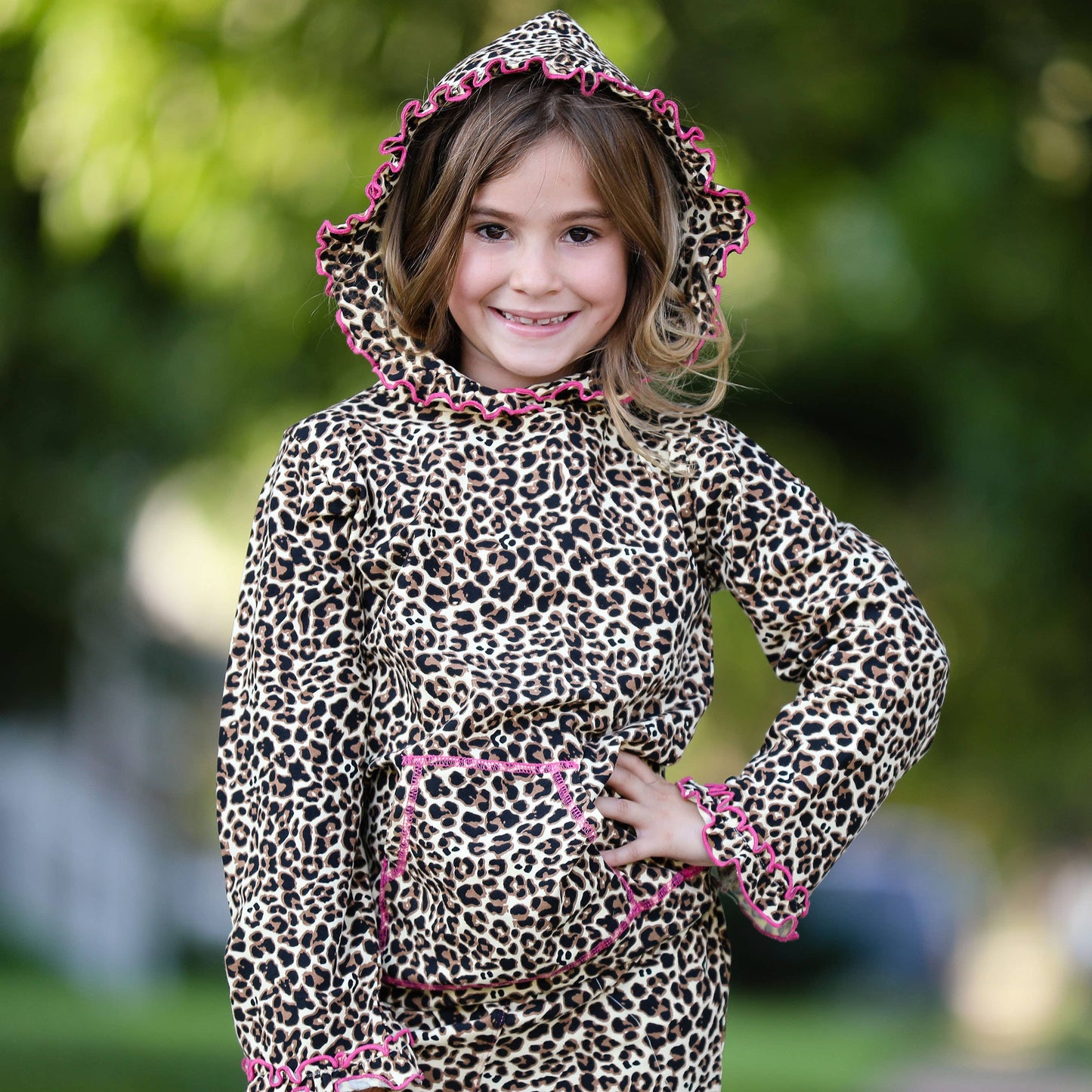 AnnLoren - AnnLoren Girls Leopard Hoodie Track Suit Sweatshirt Sz 6: 6-6X