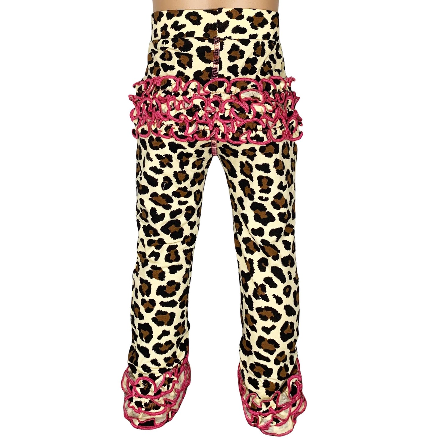 AnnLoren - AnnLoren Girls Leopard Ruffle Butt Leggings Kids Clothes PP: 4-5T