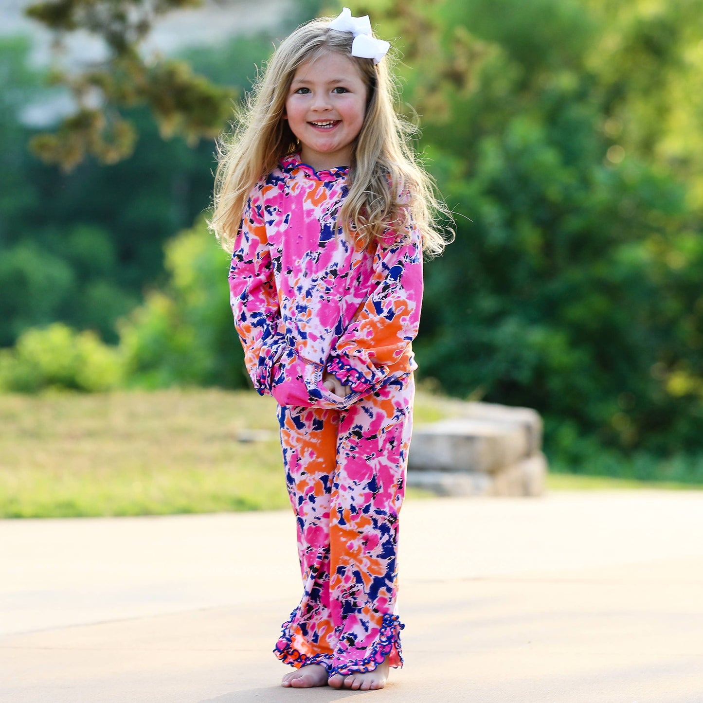 AnnLoren - AnnLoren Little Girls Track Suit Tie Dye Ruffle Hoodie Pants: 2-3T
