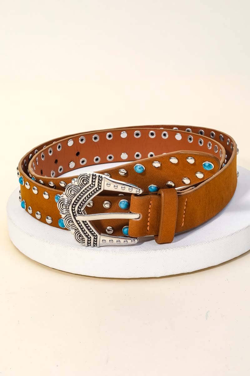 Anarchy Street - Antique Etched Buckle Stone Studded Belt