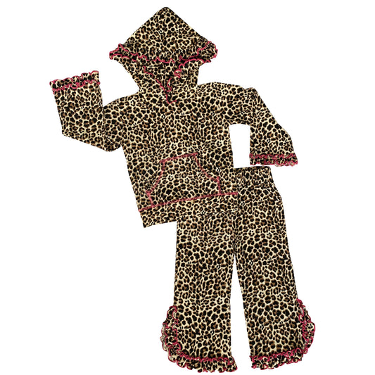 AnnLoren - AnnLoren Girls Leopard Hoodie Track Suit Sweatshirt Sz 6: 6-6X