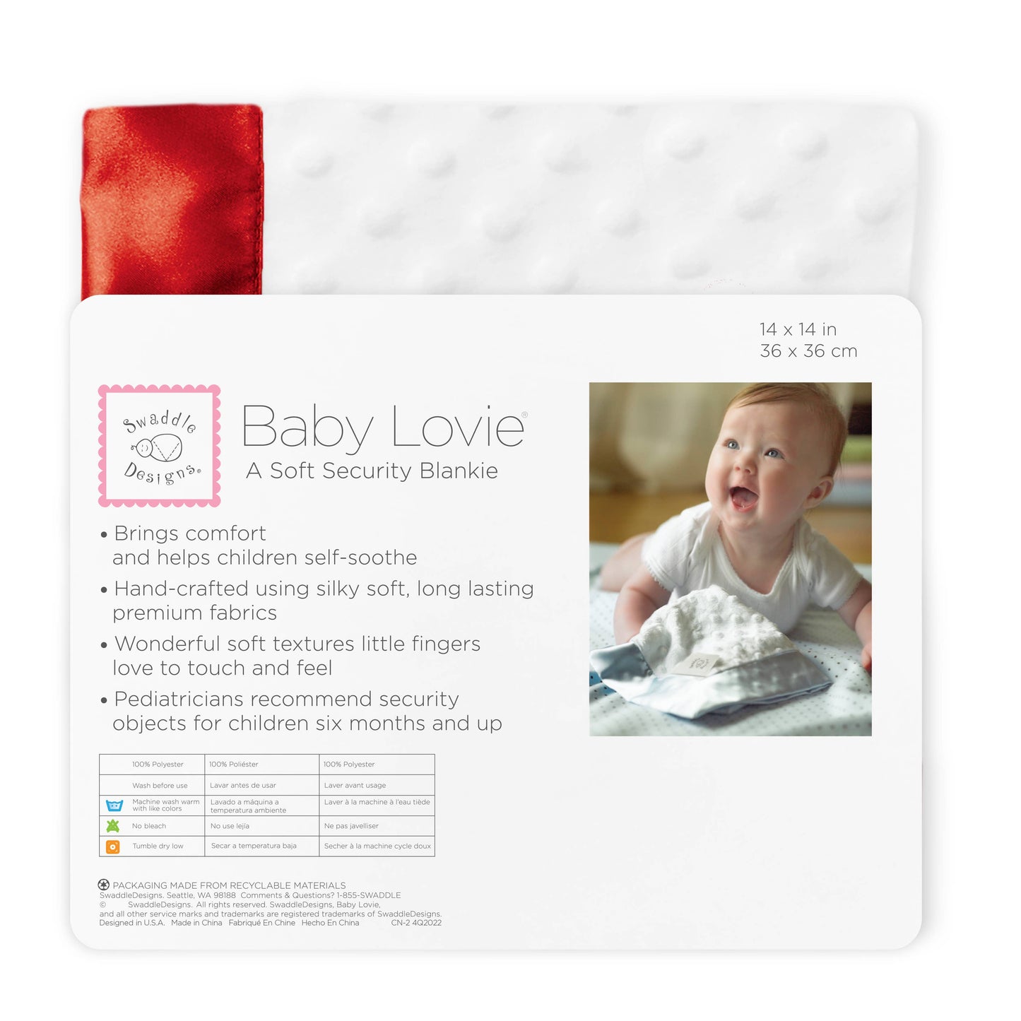 Plush Dot Baby Lovie, Red, 14x14in
