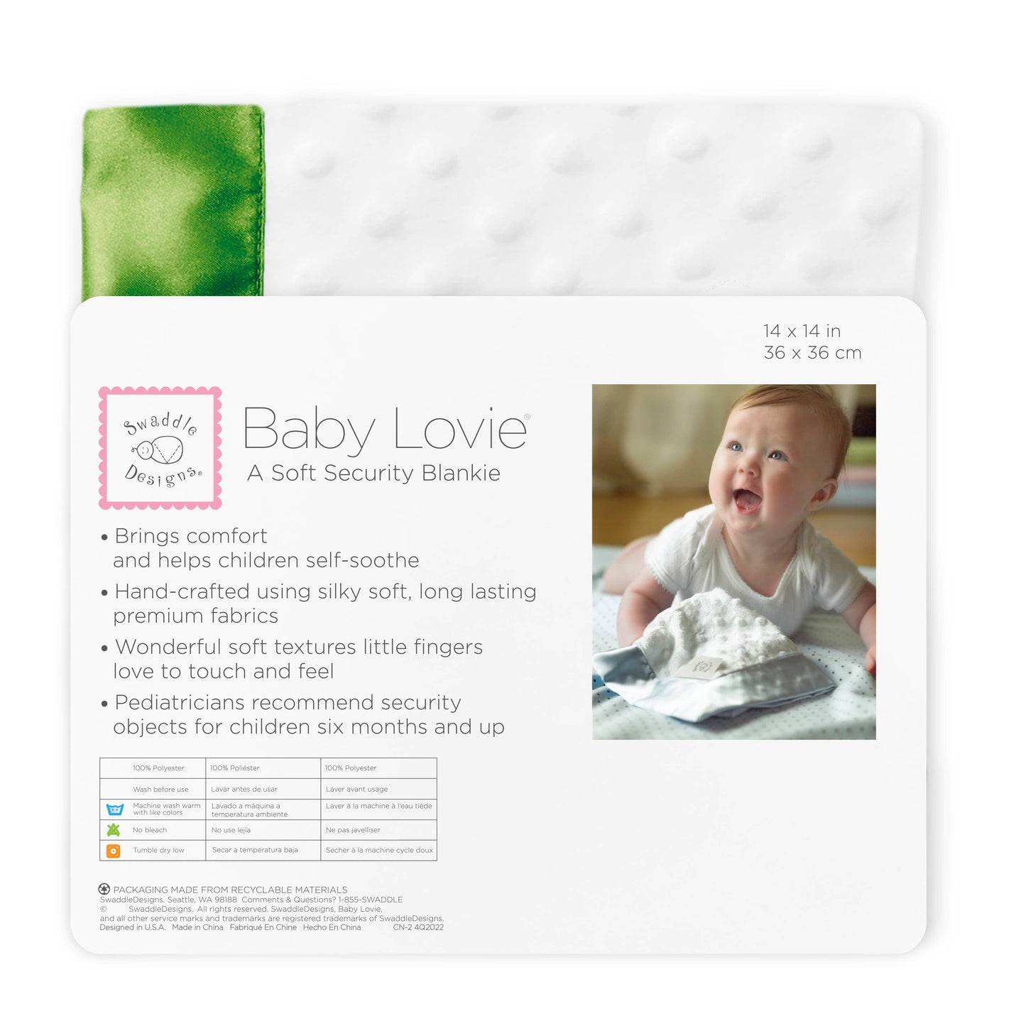 Plush Dot Baby Lovie, Light Pure Green