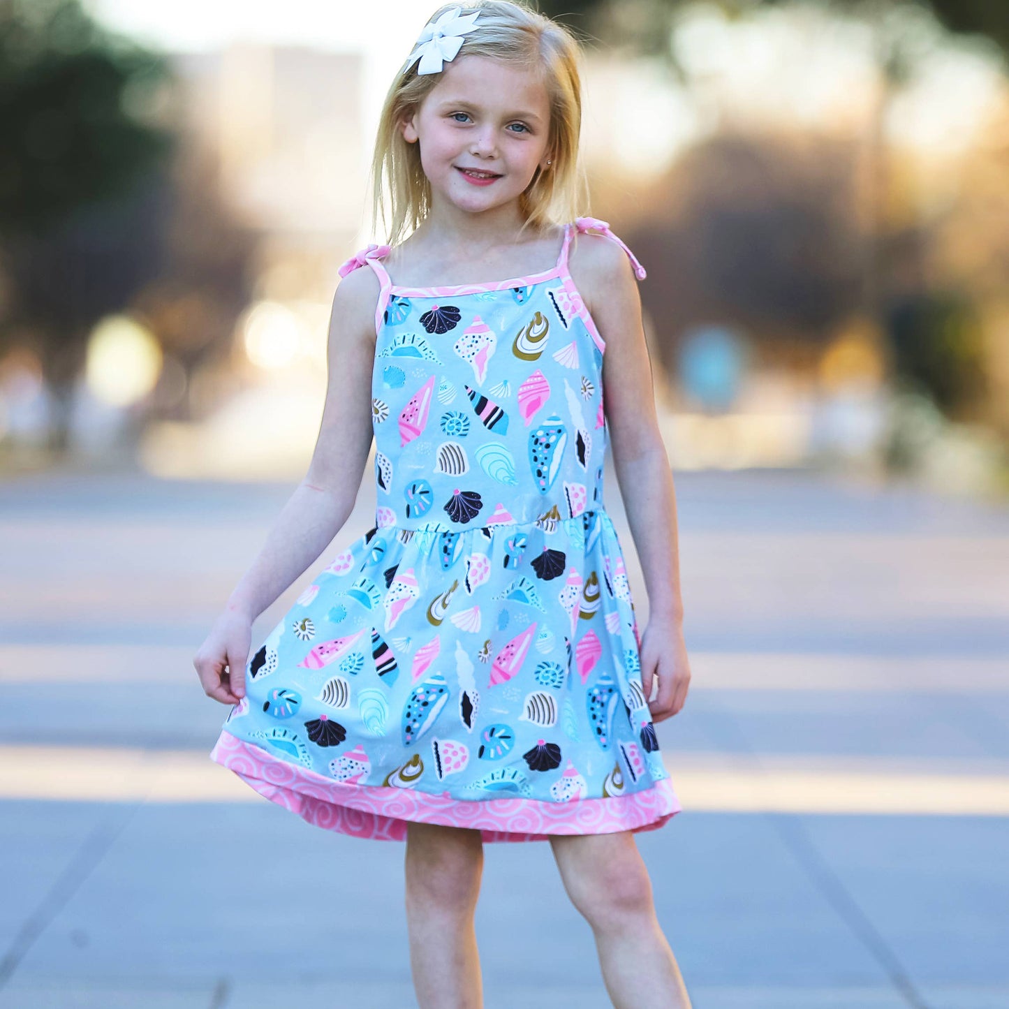 AnnLoren - Girls Seashells Spaghetti Straps Cotton Beach Sun Dress: 2-3T