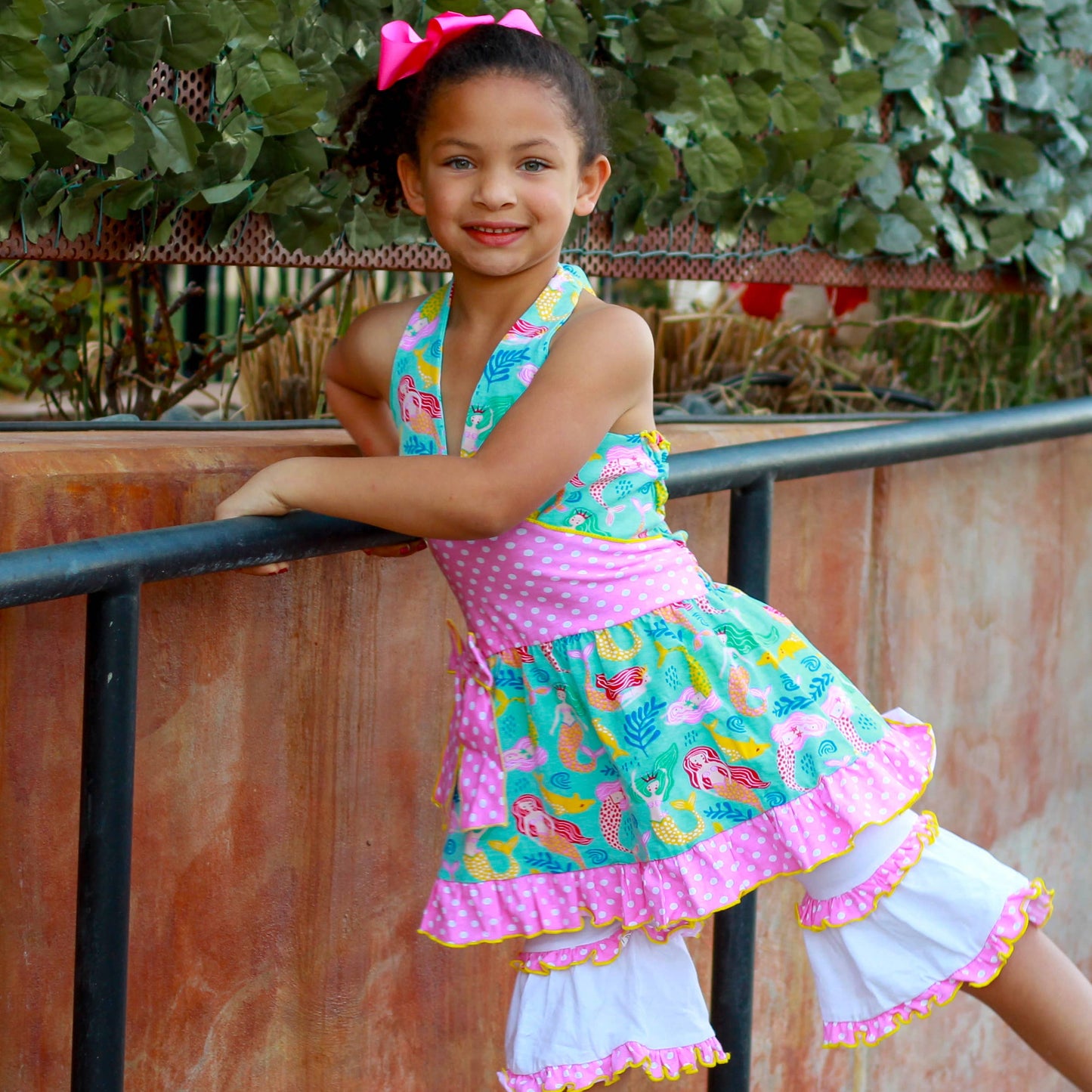 AnnLoren - AnnLoren Girls Mermaid Halter Dress White Shorts Summer Set: 2-3T