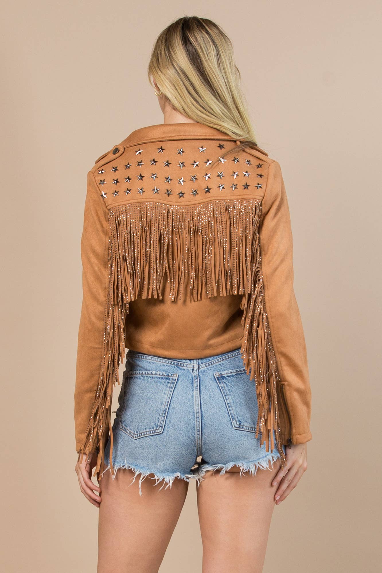 Nylon Apparel - 81201-Western Faux Suede Cowboy Fringed Jacket: L / Black