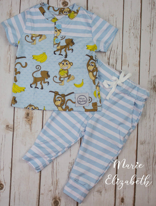 Marie Elizabeth - Monkeys and Bananas Boy’s Set