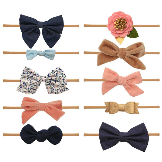 JLIKA - Nylon Newborn Baby Girl Headbands 10 Pcs Emily Collection