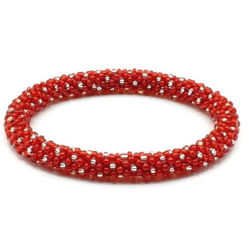 Liftedhope Bracelets - Red Bracelet With Silver Dots Hippie Bracelets
