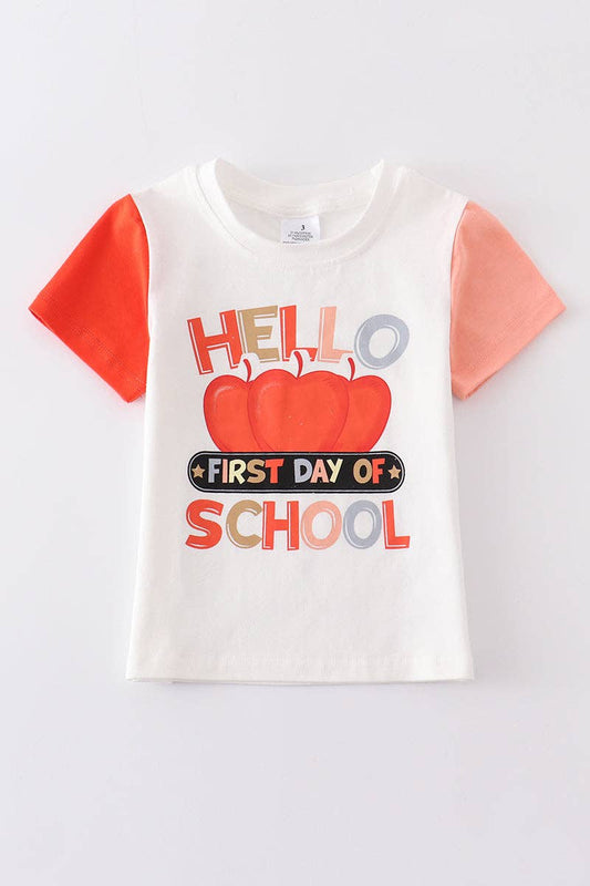 Honeydew - White back to school apple boy top