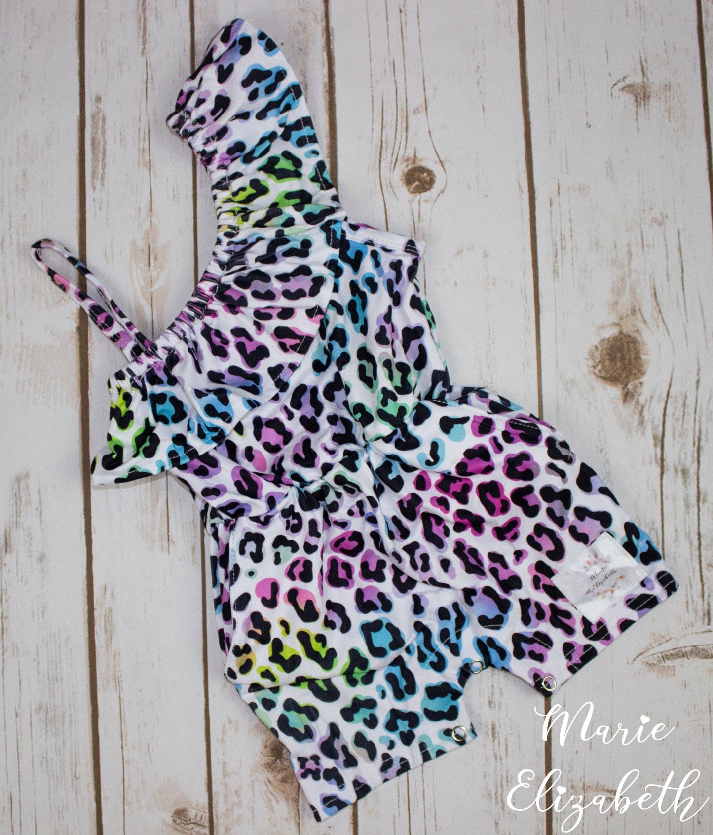 Marie Elizabeth - Rainbow Leopard Print Ruffle Romper