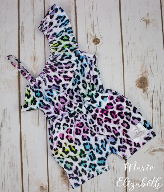 Marie Elizabeth - Rainbow Leopard Print Ruffle Romper