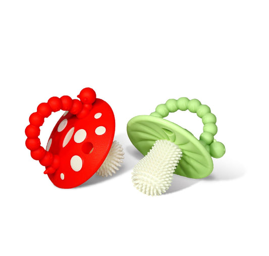 RaZbaby - Chompy Mushroom Silicone Teether - 2PK