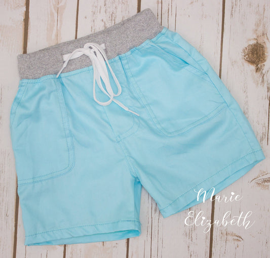 Marie Elizabeth - Boy's Cotton Poplin Shorts- Blue