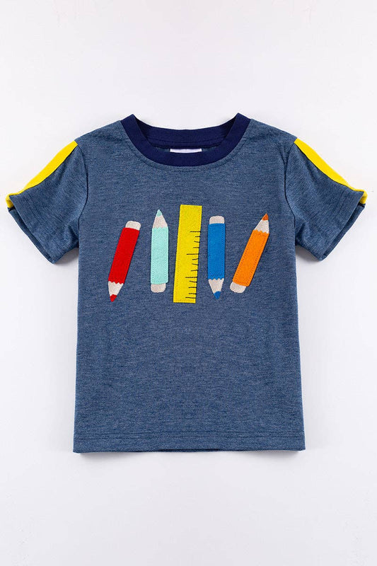 Honeydew - Navy "back to school" boy top
