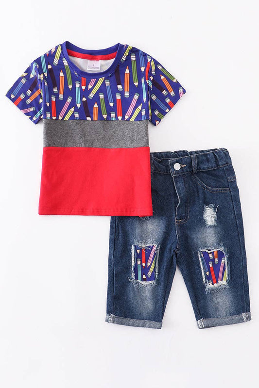 Honeydew - Back to school pencil denim boy shorts set