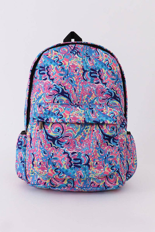 Honeydew - Navy lily print bacpack