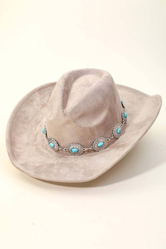 Anarchy Street - Turquoise Oval Stone Strap Cowboy Hat