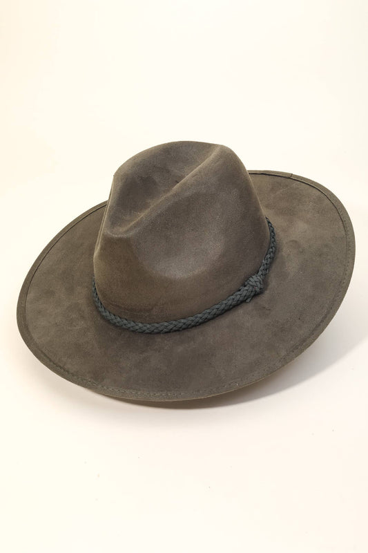 Anarchy Street - Faux Suede Rope Strap Fashion Hat