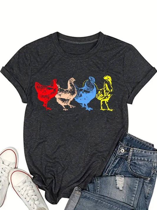 Sparkledots - Colorful Cluckers Chicken Lineup Short Sleeve T-Shirt