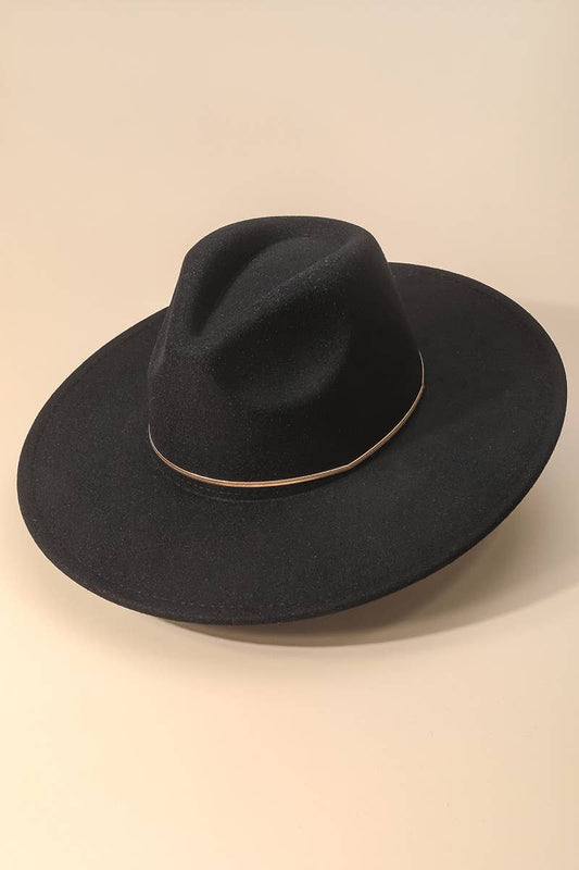 Anarchy Street - Flat Brim Herringbone Chain Fedora Fashion Hat